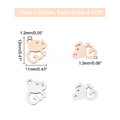 8Pcs 2 Colors 304 Stainless Steel Charms STAS-UN0028-65-1