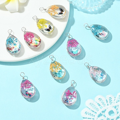 10Pcs Transparent Glass Pendants GLAA-YW0004-27-1