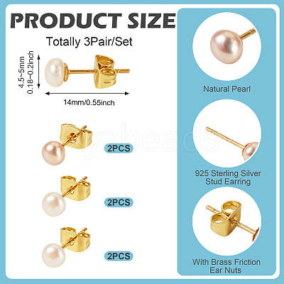 925 Sterling Silver Round Stud Earrings EJEW-TAC00028-1