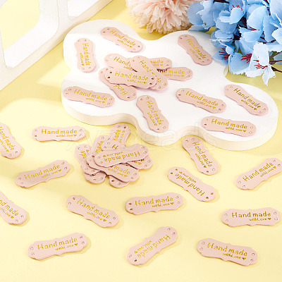 40Pcs PU Leather Craft Label Tags DIY-TADJ0001-22G-1