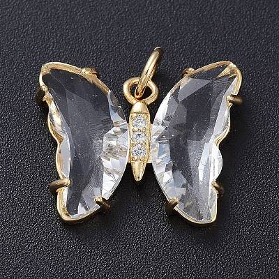 Brass Micro Pave Clear Cubic Zirconia Pendant ZIRC-P079-B02-17-1