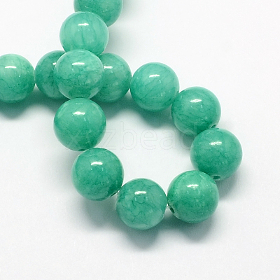 Natural Dyed Yellow Jade Gemstone Bead Strands G-R271-6mm-Y15-1