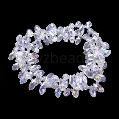 Electroplate Glass Faceted Teardrop Beads Strands EGLA-D014-01-1