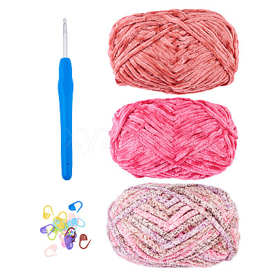 3 Rolls Polyester Chenille Wool Yarn OCOR-MB0001-06B-1