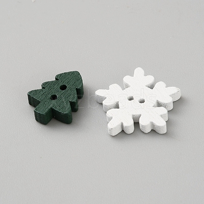100Pcs Printed Wooden Buttone WOOD-WH0050-048-1