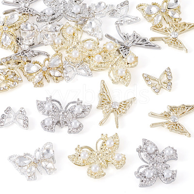 24Pcs 8 Styles Alloy Rhinestone Cabochons MRMJ-TA0001-49-1