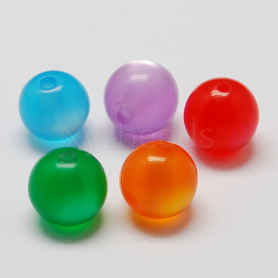 Round Imitation Cat Eye Resin Beads RESI-R157-6mm-M-1