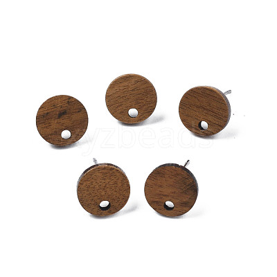 Walnut Wood Stud Earring Findings MAK-N032-043A-1