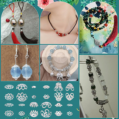 12 Styles Alloy & Iron & Brass Bead Caps FIND-PH0027-10-1