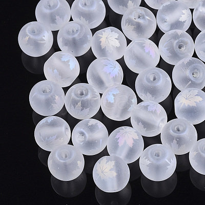 Autumn Theme Electroplate Transparent Glass Beads X-EGLA-S178-01I-1