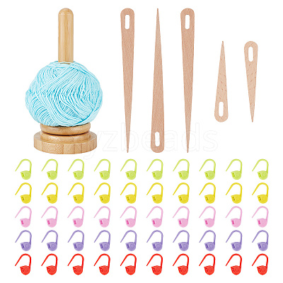 1 Set Wooden Big Eye Knitting Needles DIY-NB0009-58-1