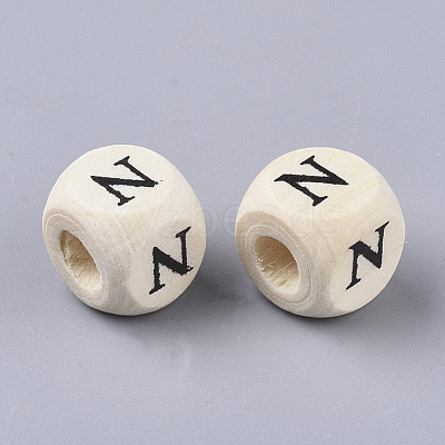 Printed Natural Wood Beads WOOD-T026-001N-1