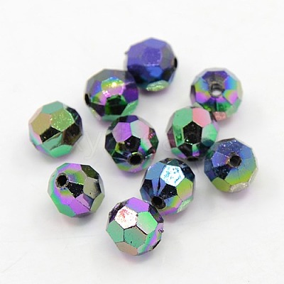 Plating Plastic Acrylic Faceted Round Beads PACR-L002-8mm-M-1