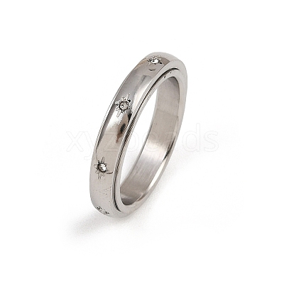 304 Stainless Steel Rhinestone Rotating Finger Rings LS-RJEW-A074-01C-P-1