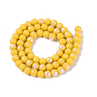 Electroplate Opaque Glass Beads Strands EGLA-Q132-6MM-01C-10-1