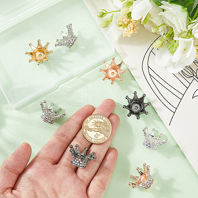 10Pcs 5 Colors Alloy Rhinestone Crown Beads FIND-PA0001-33-1