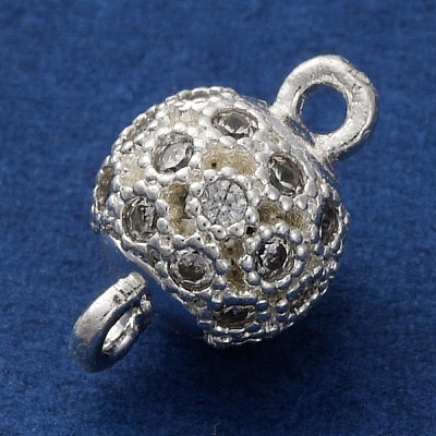 Brass Micro Pave Clear Cubic Zirconia Connector Charms KK-A230-06B-S-1