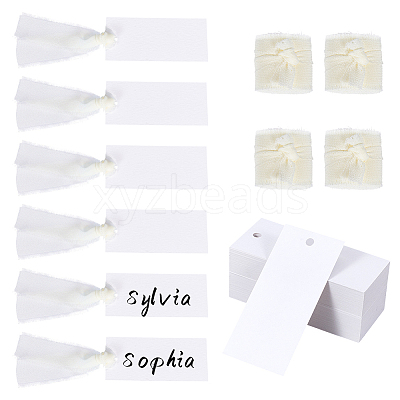 50Pcs Rectangle Blank White Paper Gift Tags CDIS-WH0021-059B-1