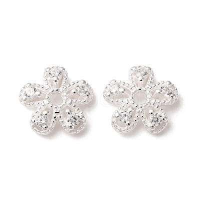 925 Sterling Silver Clear Cubic Zirconia Bead Caps STER-A047-07C-S-1