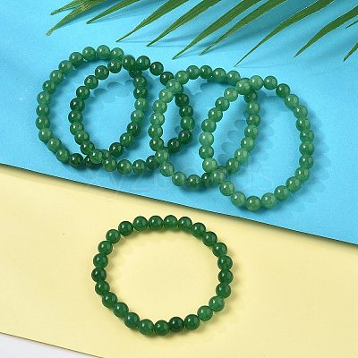 Natural Malaysia Jade(Dyed) Bead Stretch Bracelets BJEW-K212-B-013-1