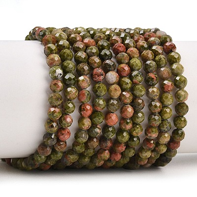 Natural Unakite Beads Strands G-B171-C03-4mm-1