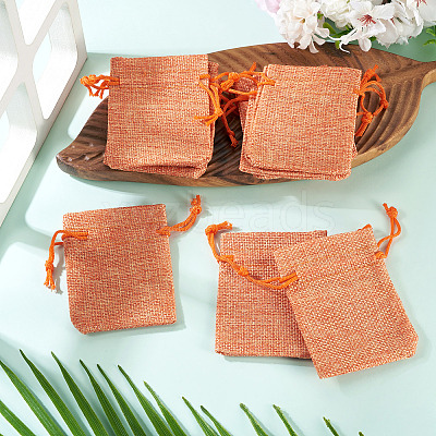 20Pcs Rectangle Polyester Imitation Burlap Packing Pouches Drawstring Bags ABAG-TA0001-96B-1