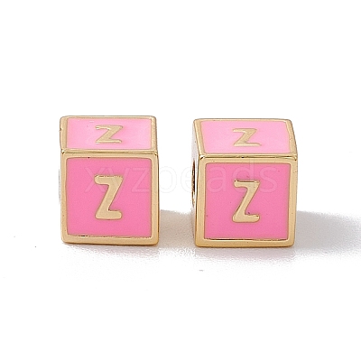 Rack Plating Brass Enamel Beads KK-B060-04G-05Z-1