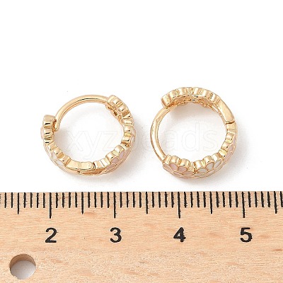 Daisy Brass Enamel Hoop Earrings for Women EJEW-G434-01G-02-1