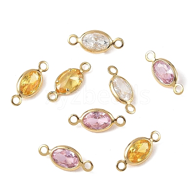 SHEGRACE Brass Pave Cubic Zirconia Oval Connector Charms XGRQ2O712-439G-1