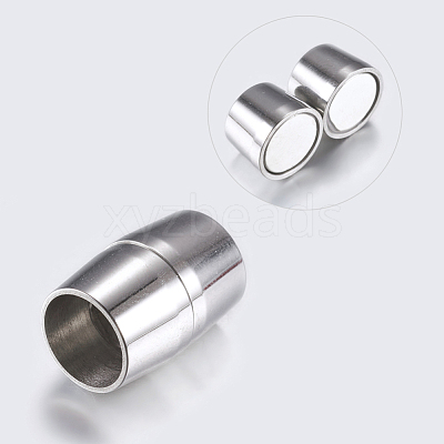 Tarnish Resistant 304 Stainless Steel Magnetic Clasps with Glue-in Ends STAS-F132-03P-1
