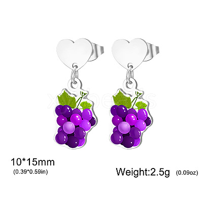 304 Stainless Steel Stud Dangle Earrings WG2FA29-07-1