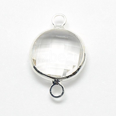 Silver Color Plated Brass Glass Links connectors GLAA-J011A-S-1