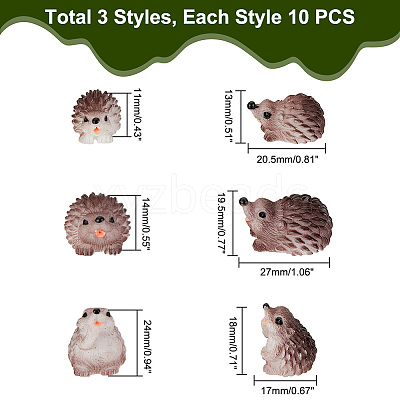 30Pcs 3 Style Resin Hedgehog Display Decorations DJEW-GA0001-46-1