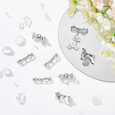 20Pcs 2 Size Bowknot Brass Brooches Findings KK-BC0008-22-1