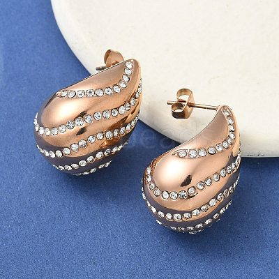 304 Stainless Steel Teardrop Stud Earrings EJEW-B108-07RG-1