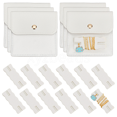6Pcs Square PU Leather Jewelry Storage Bags with Iron Button ABAG-OC0001-18B-1