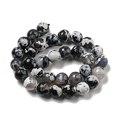 Faceted Natural Fire Crackle Agate Beads Strands G-F447-12mm-N13-1
