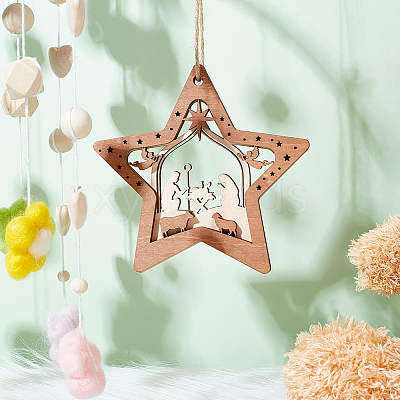 Wood Pendants FIND-WH0162-09-1