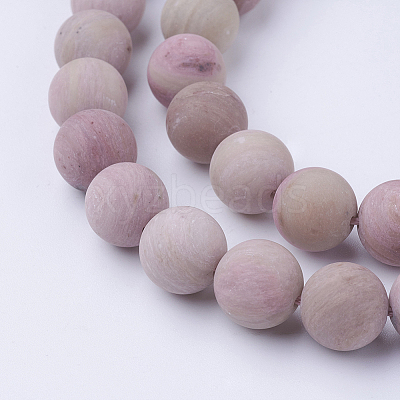 Frosted Natural Rhodonite Round Bead Strands G-G735-09F-10mm-1