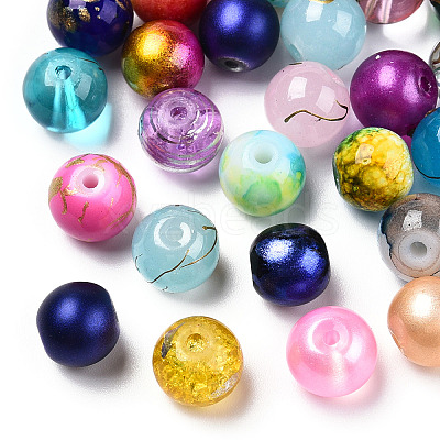 Mixed Style & Mixed Color Round Spray Painted Glass Beads DGLA-X0003-8mm-1