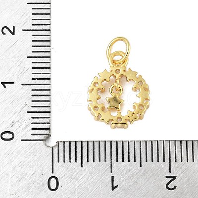 925 Sterling Silver Micro Pave Clear Cubic Zirconia Star Ring Charms STER-S011-05G-1