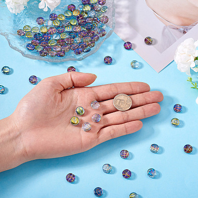100Pcs 5 Styles Transparent Electroplated UV Plating Glass Beads GLAA-TA0003-19C-1
