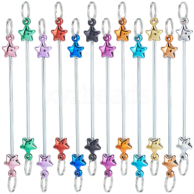 24Pcs 12 Colors Stainless Steel Beadable Keychain Bar for Jewelry Making DIY Crafts KEYC-SC0002-10-1