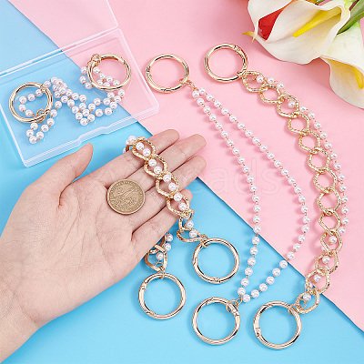 2set ABS Plastic Pearl Beaded Double-strand Shoe Charms Chains DIY-PH0007-07-1