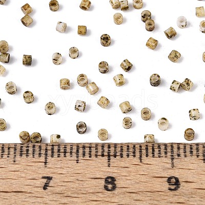 Spray Painted Picasso Cylinder Glass Seed Beads GLAA-T028-12A-11-1