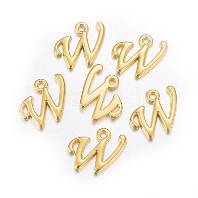 Golden Plated Alloy Letter Pendants X-PALLOY-J718-01G-W-1