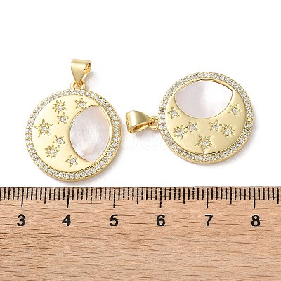 Brass Micro Pave Clear Cubic Zirconia Pendants KK-B083-35B-G-1