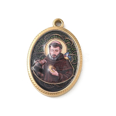 304 Stainless Steel Printed Religion Pendants STAS-G387-03G-08-1