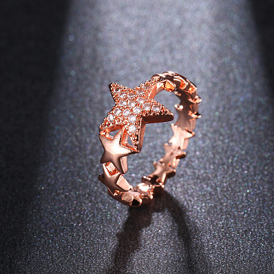 Star Brass Micro Pave Clear Cubic Zirconia Finger Rings for Women FS-WGB2D32-07-1