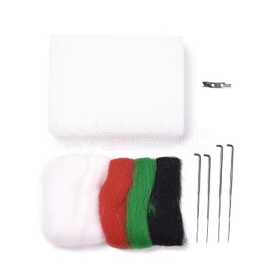 Christmas Theme Snowman Brooch Cactus Needle Felting Kit DIY-K055-04-1